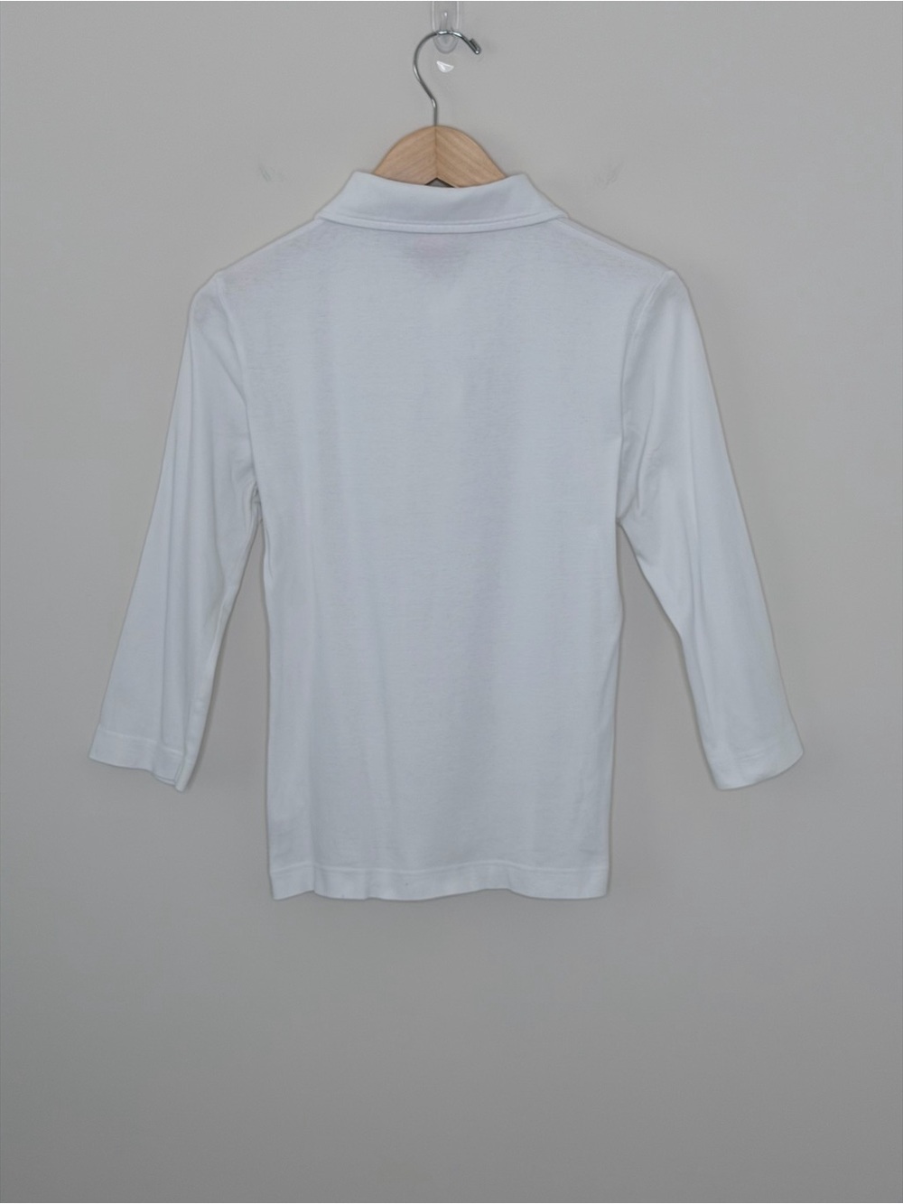 Tory Burch White Knit Polo Top Logo Buttons 3/4 Sleeve Stretch Classic Size M - Picture 6 of 11